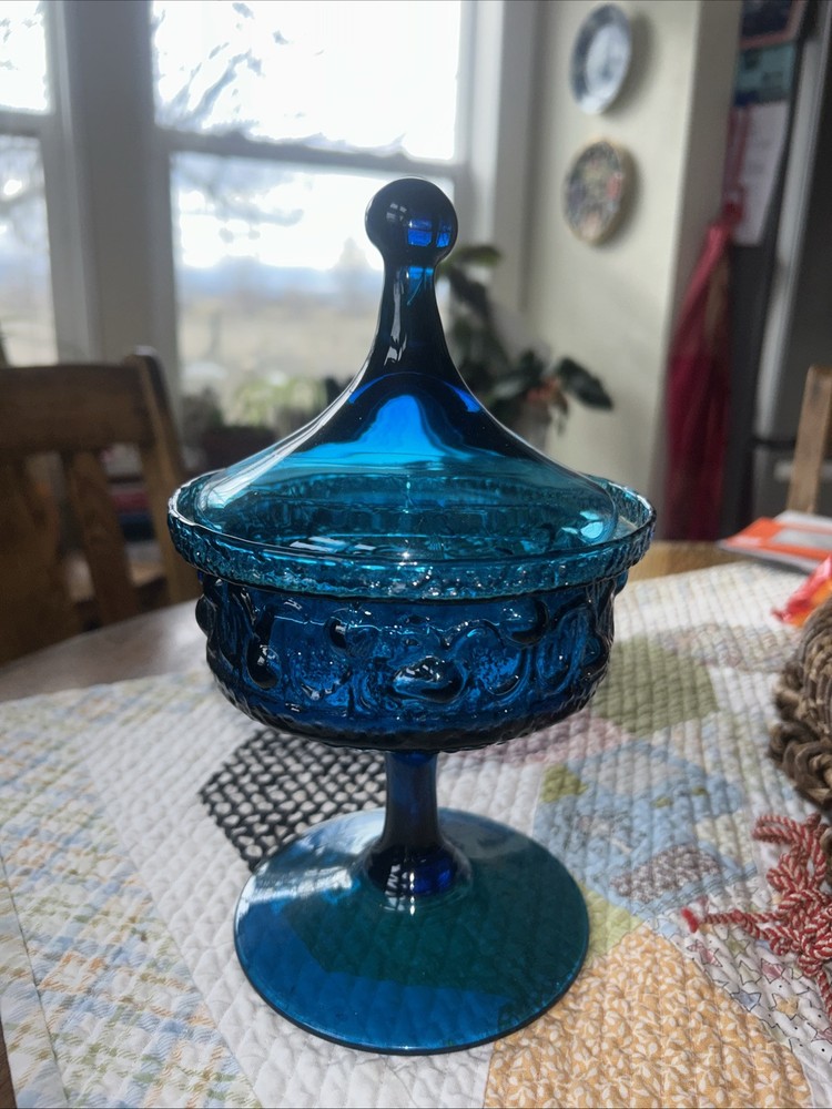 Vintage 1960s Stelvia Antigua Glass Candy Dish with Lid by Wayne Husted