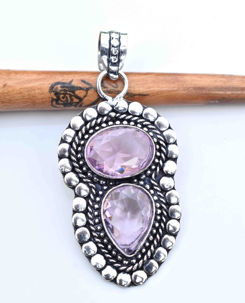 Pink Topaz 925 Sterling Silver Gemstone Handmade Gift Women Pendant Size-2.10