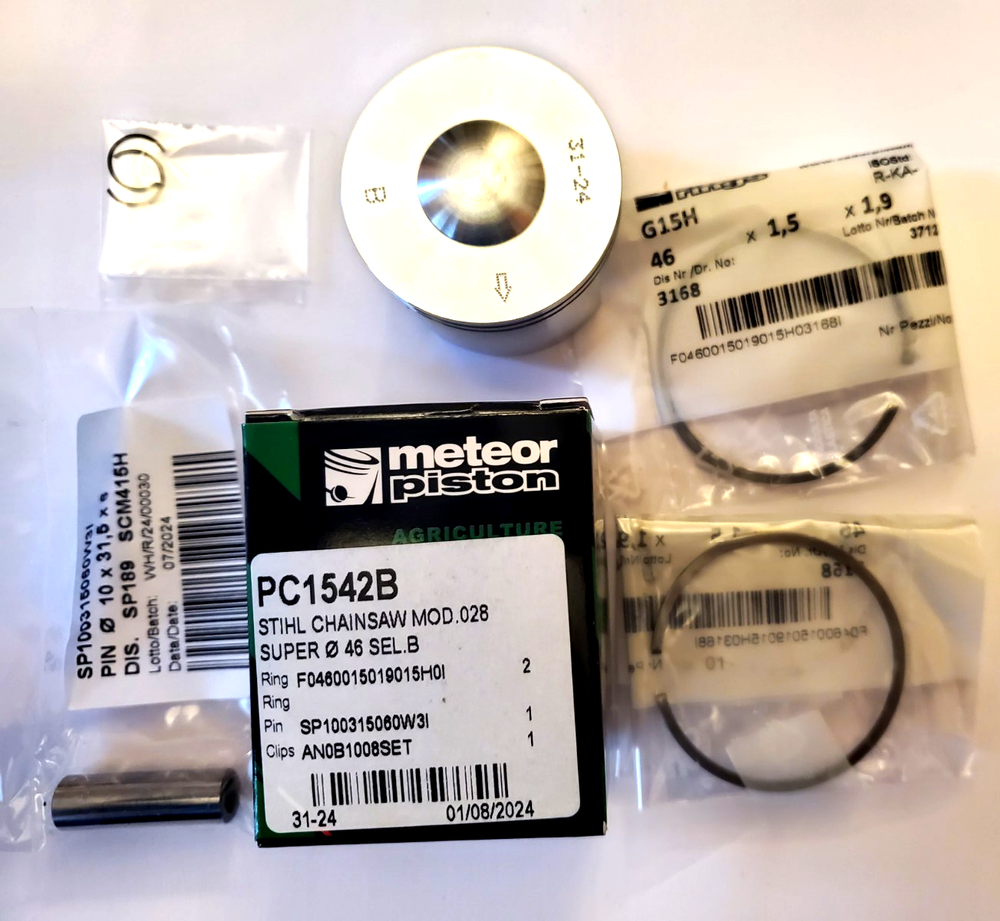 METEOR PISTON KIT w/CABER RINGS FITS STIHL CHAINSAW 028 SUPER 46MM BEST PRICE!!