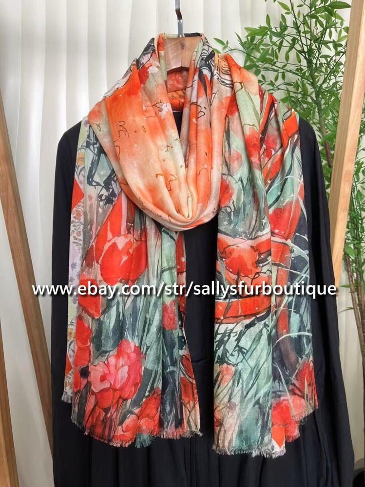 Sallys Soft Cashmere Ring Scarf Wrap Shawl Bicycle Print 78x39 Inches Thin Delicate