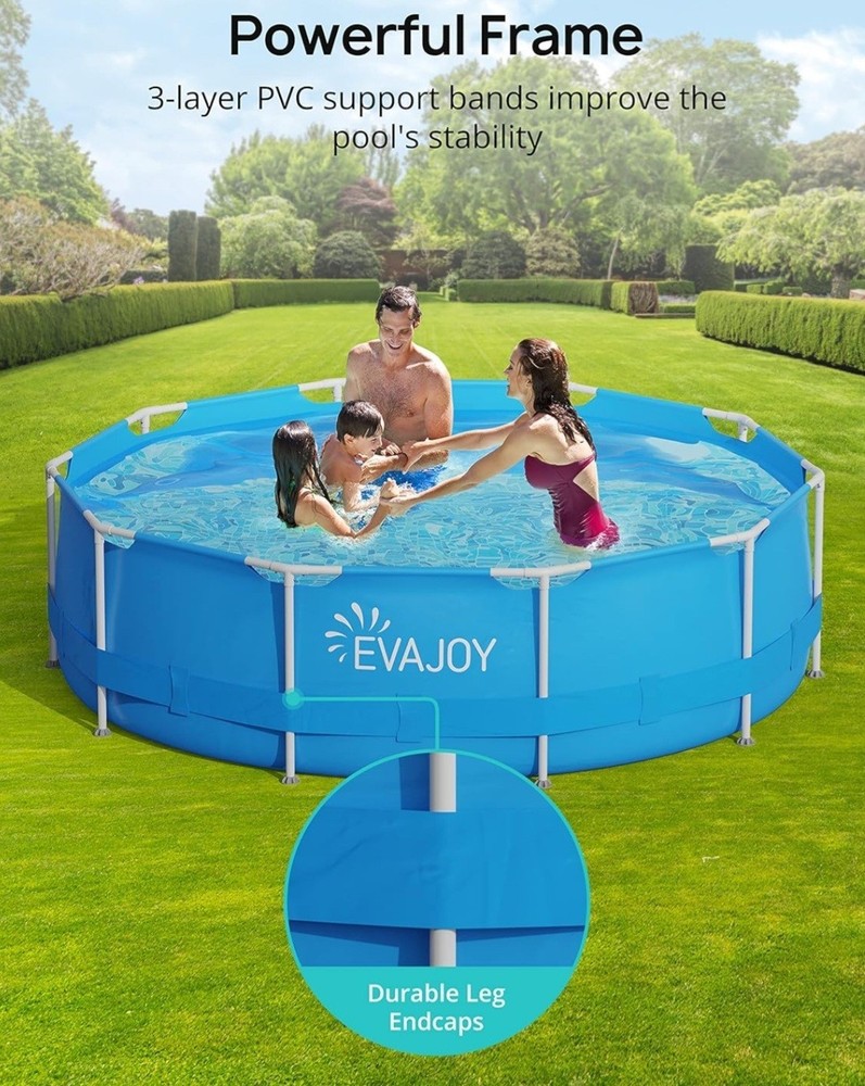 12ft x 30in Evajoy Metal Frame Above Ground Swimming Pool Without Pump or Filter