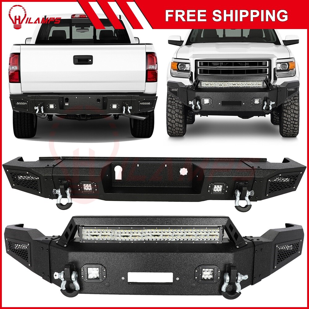 2014-2015 GMC Sierra 1500 Steel Powder Coated Front Rear Bumper with LED Lights  