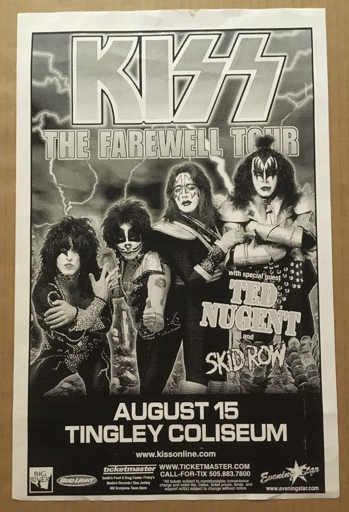 KISS w/ SKID ROW Ted Nugent 2000 PROMO Concert Gig TOUR Poster New Mexico 11x17