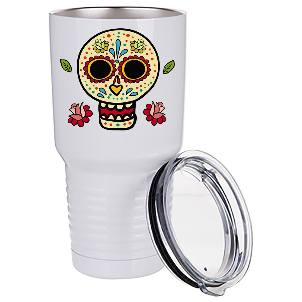 Skull  White 30 Oz  Double Wall  Tumbler