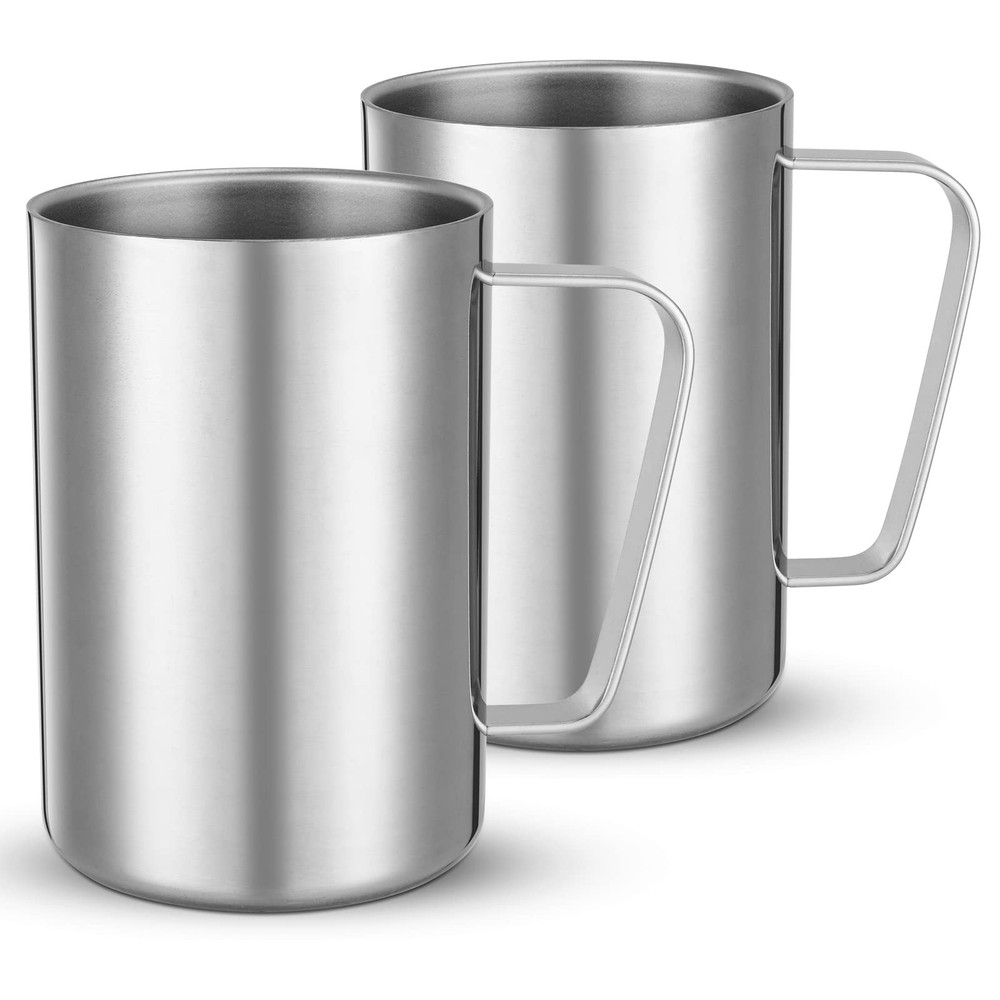 2 Pcs 16.9oz/500ml Stainless Steel Mug, Camping Mug, Double Wall Vacuum Insul...