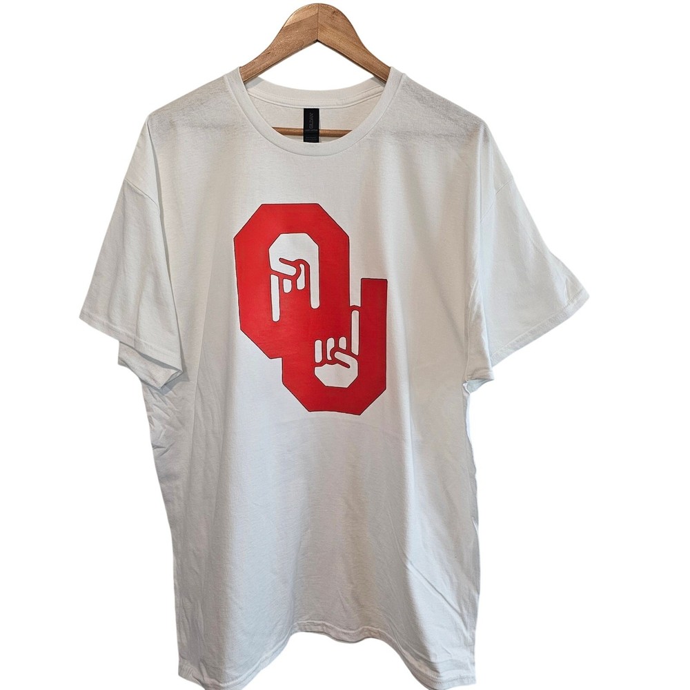 Oklahoma University OU T-Shirt Mens XL White Red Only One Horns Down Sooners