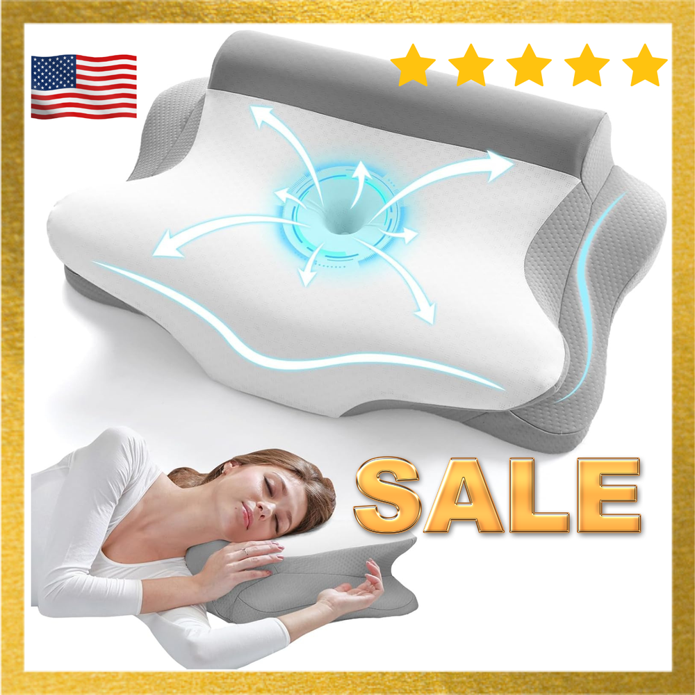 JOLLYVOGUE Cervical Neck Pillow - Contour Memory Foam Pillow for Neck Pain Relie