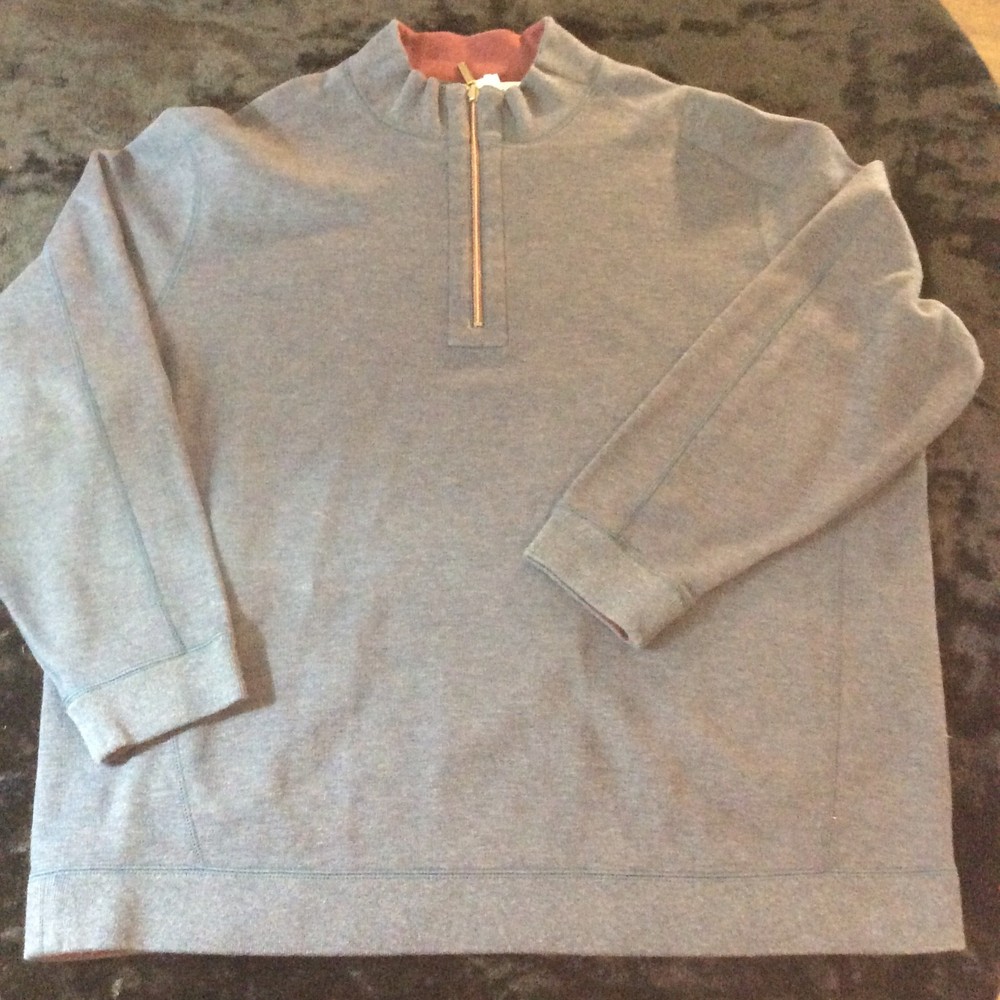 Tommy Bahama Reversible Sweater Men’s Sz 2XL Blue Rose 1/4 Zip Marlin Flipside