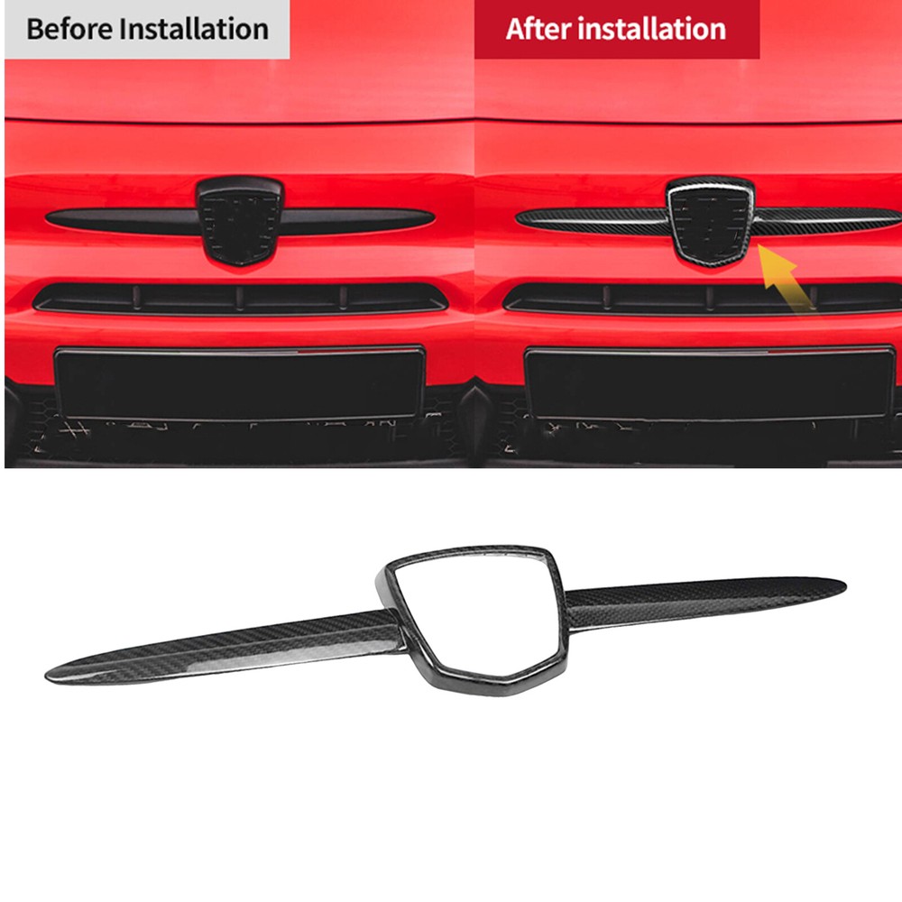 Carbon Fiber Front Bumper Grill Emblem Strip Trim Frame For Fiat 500 2008-2024