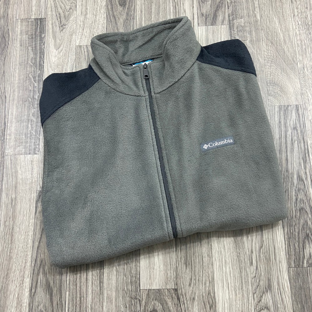 COLUMBIA SPORTSWEAR Full Zip Up Mock Neck Grey Fleece Vest Men's Size XL