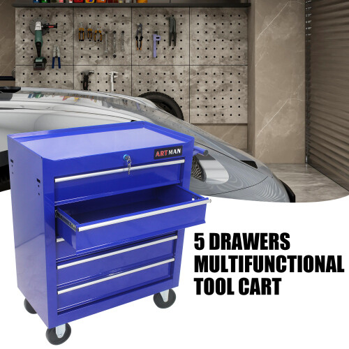5 Drawers Rolling Tool Box Cart Tool Storage Cabinet Garage Chest with Wheels