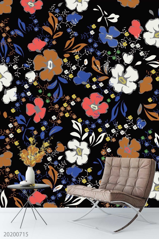 3D Flowers Flora Watercolor Pattern Wall Murals Wallpaper Murals Wall Sticker