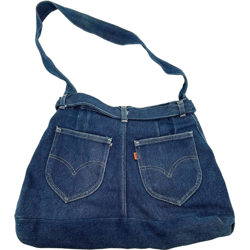 Vintage 80s 90s women's custom made blue Levi's orange tab shoulder bag