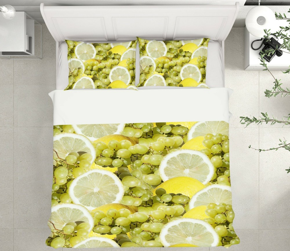 3D Lemon Grape ZHUA709 Bed Pillowcases Quilt Duvet Cover Set Queen King Amy