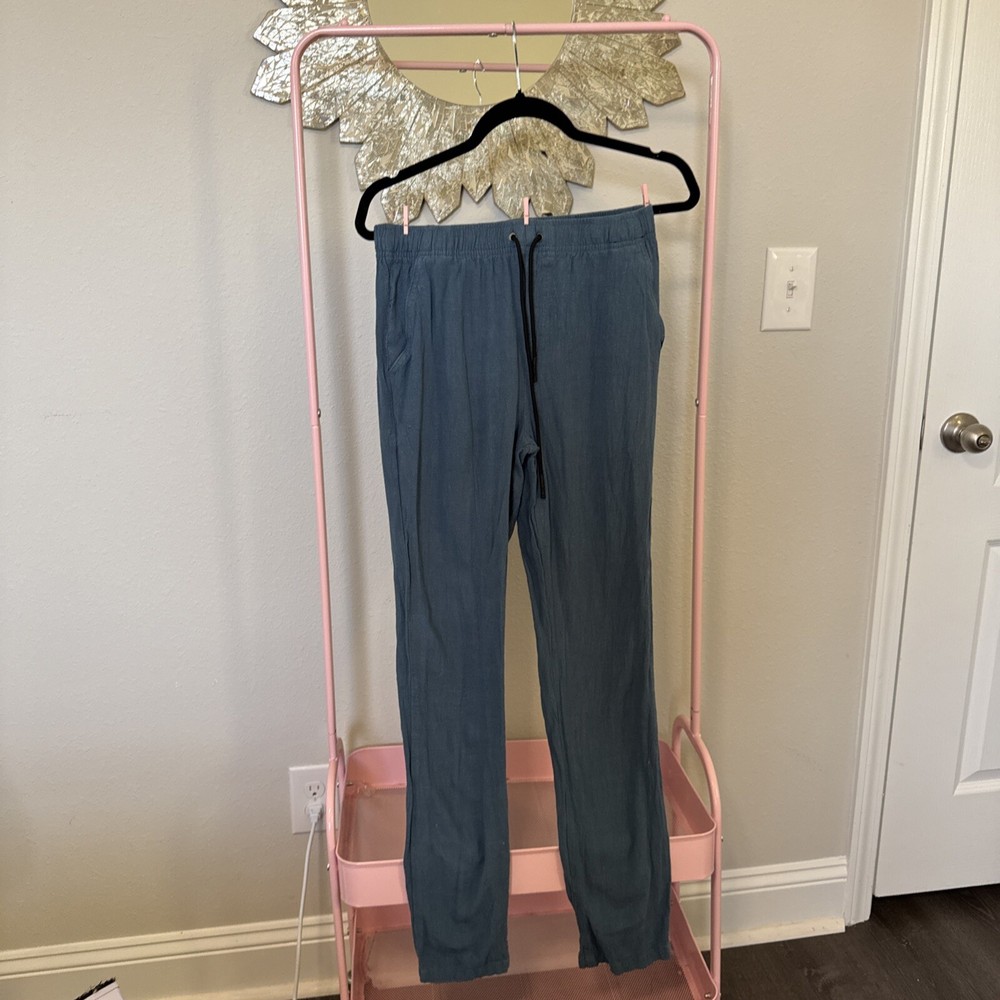 Rusty Mens Linen Blue Pants Size Small