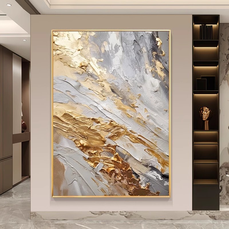 Hand-painted gold foil thick texture abstract decoration oil painting 40in