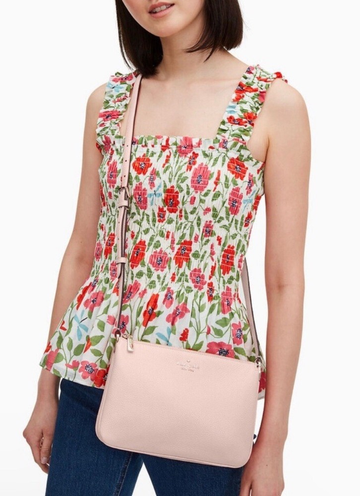 Kate Spade Leila Triple Gusset Crossbody Bag in Rose Smoke  