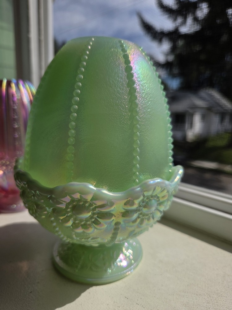 Fenton Seafoam Green Iridescent Fairy Lamp