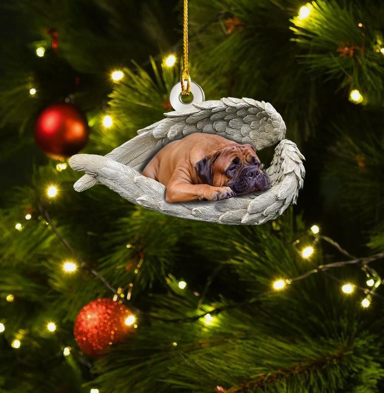 Bullmastiff Dog Sleeping Angel Car Ornament Bullmastiff Dog Angel Wings Ornament