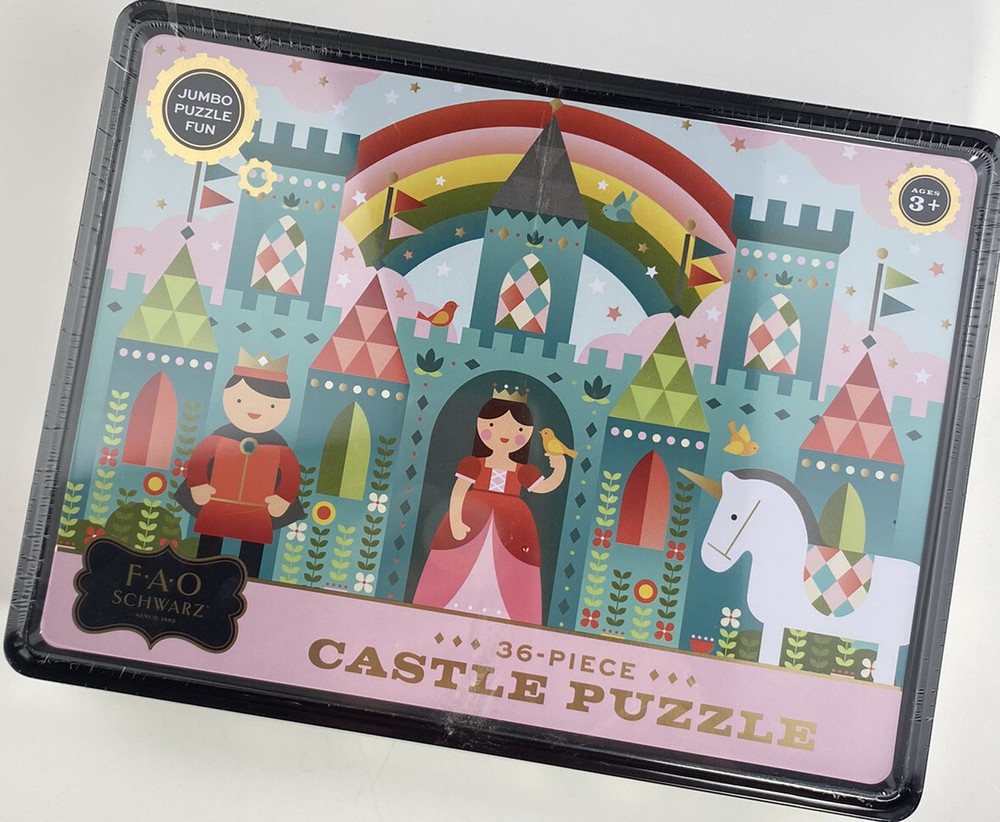 FAO Schwarz Puzzle Princess Castle Jumbo Size 36 Pieces Keepsake Tin NEW SEALED