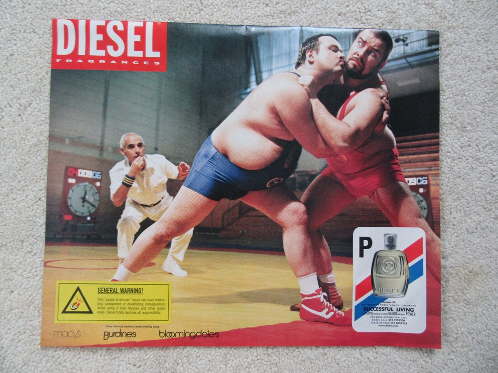 1997 Diesel Fragrance Ad, Wrestling (Fashion:  Matte Jersey Kimono Jacket)