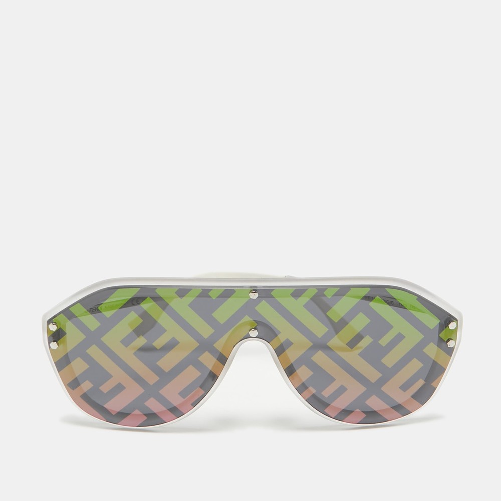 Fendi Silver Grey Mirrored FF Fabulous Shield Sunglasses M0039G/S