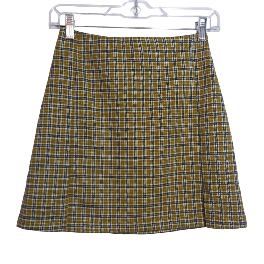 Yellow and Blue John Galt Plaid A-Line Skirt Preppy Academia Clueless Size S