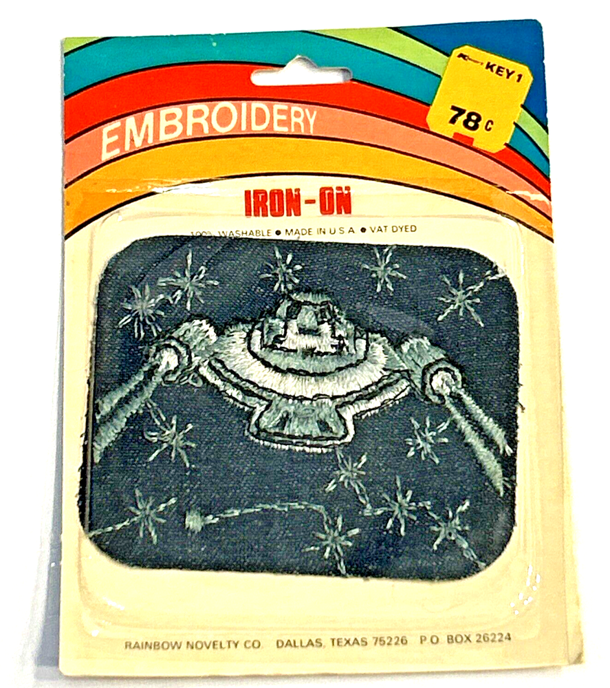 Vintage Space Ship Rainbow Novelty Embroidered Iron On Patch Sealed