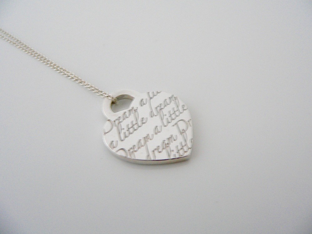 Tiffany & Co Silver Heart Necklace Dream a Little Pendant Charm Chain Gift Love