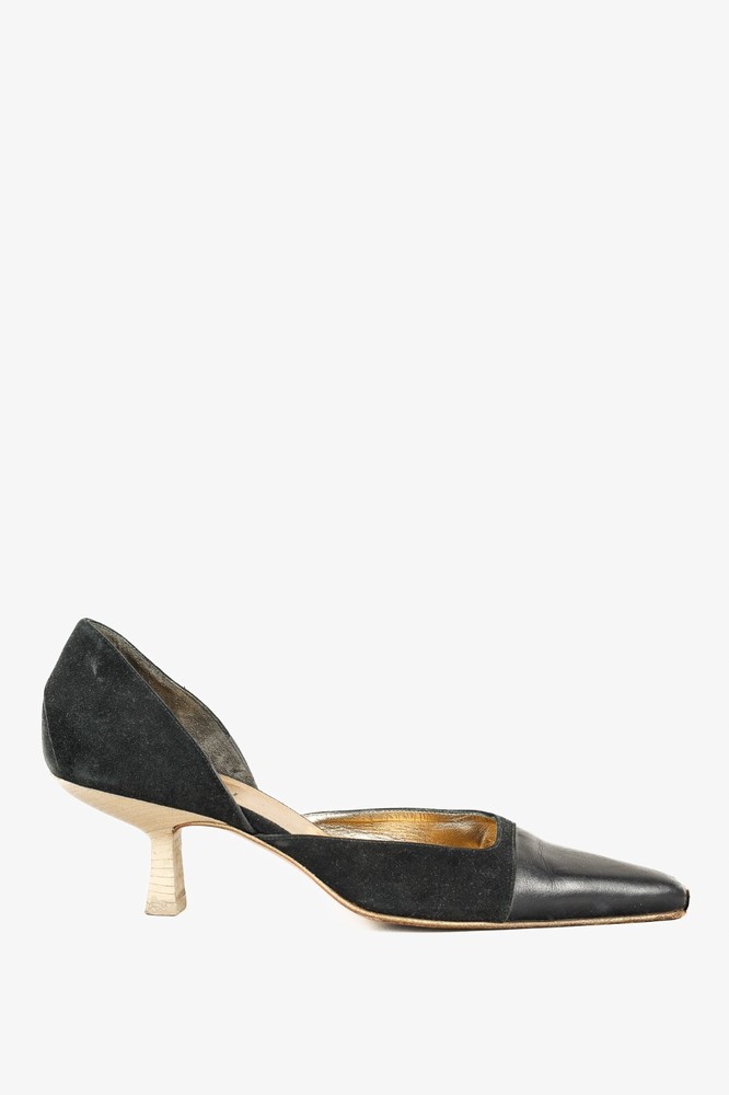 Gucci Tom Ford Era Black-Suede Pointed Toe Kitten Heels, Size 7B