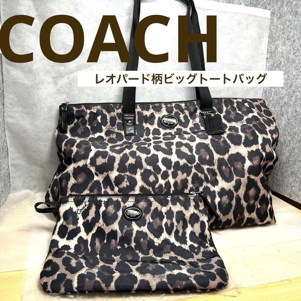 COACH Tote Bag with Pouch Leopard Pattern