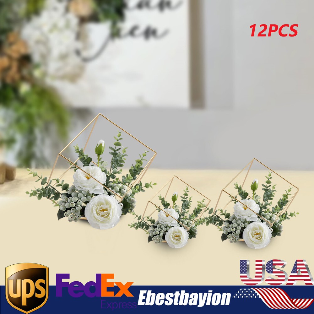 12 Pcs Vases Wedding Flower Stands Gold Vase 4 Sets Geometric Garden Party Decor