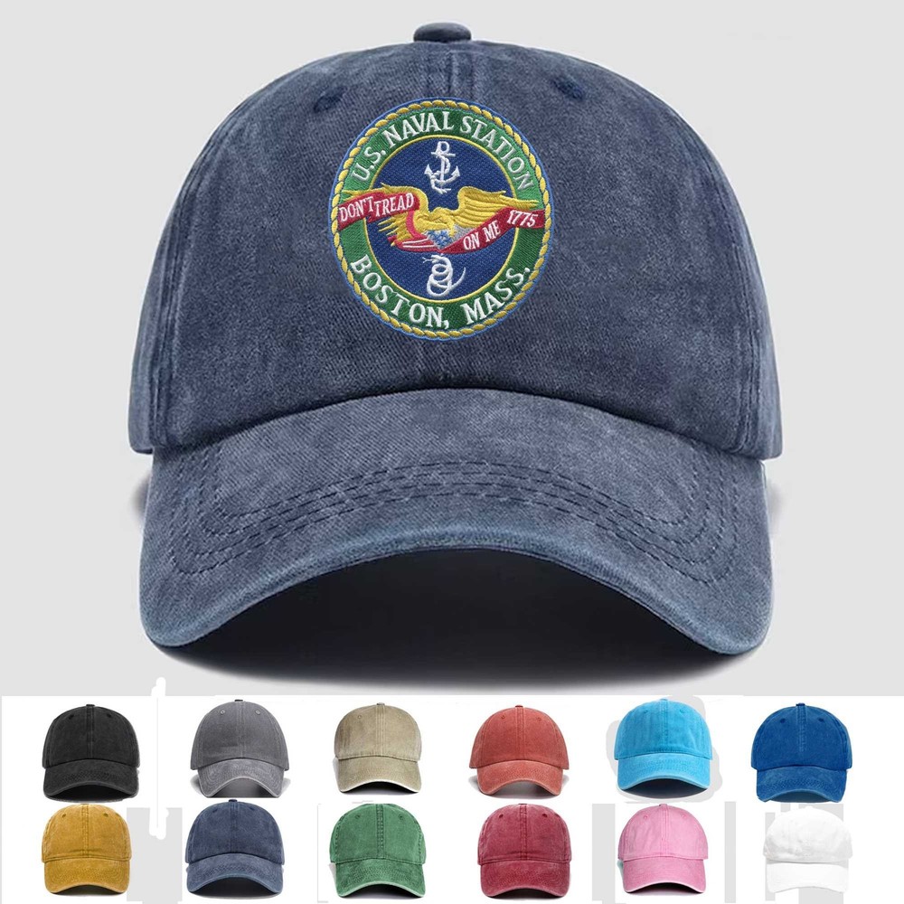 Custom Embroidered Hat Naval Station Boston Massachusetts, Veteran Cap,Gift Idea