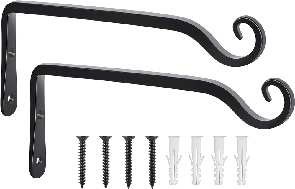2 Pack 10 Inch Outdoor Metal Plant Hangers for Flowers or Bird Feeders