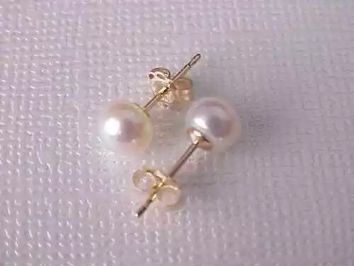 Wholesale 6-7mm AAA Akoya Pearl Earrings in 14k Gold Special Offer-image