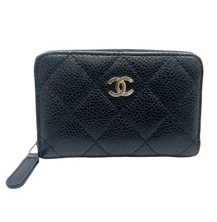 Chanel Purse Caviar Quilted Classic Zipped Coin Purse Black