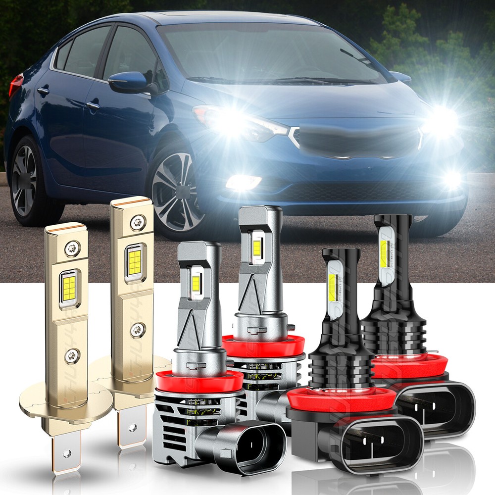 For Kia Forte 2012-2015 2016 LED Headlight High/Low Beam + Fog Light Bulbs Kit
