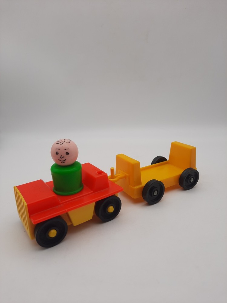 Vintage Fisher Price Little People Airport Car with Luggage Cart and Figure