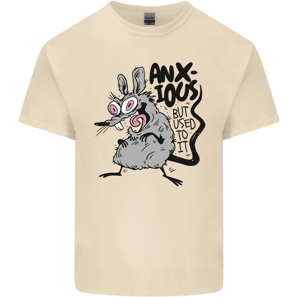Funny Anxious Rat Anxiety Mens Cotton T-Shirt Tee Top