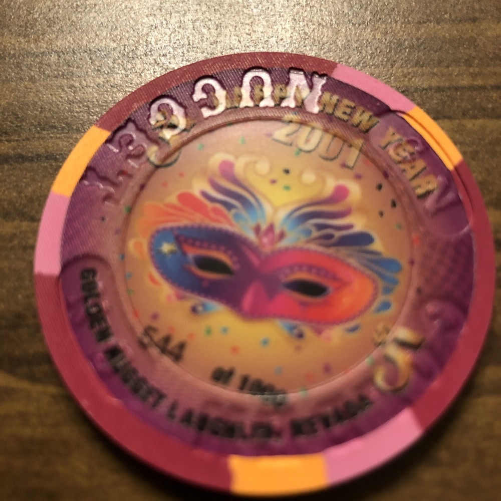 $5 golden nugget new years 2001 obsolete laughlin  casino chip-image