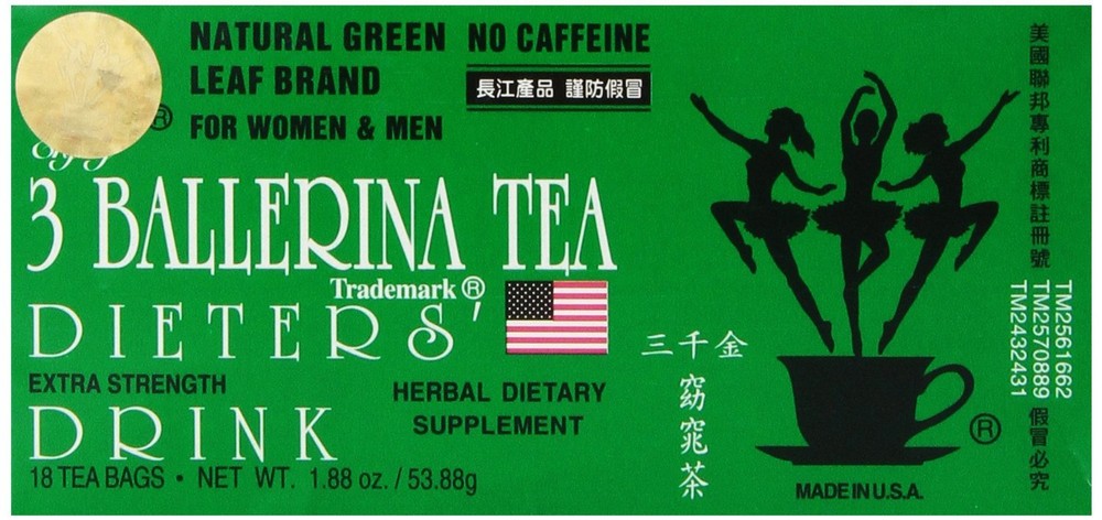 3 Ballerina Extra Strength Dieters Drink Tea - 18 Bags/Box