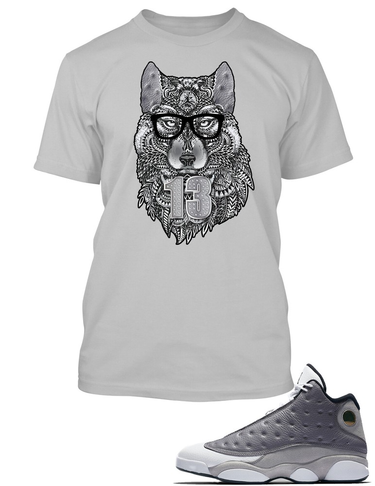J13 Wolf Graphic Sneaker Tee Shirt Match J13 Atmosphere Grey Pro Club Shaka