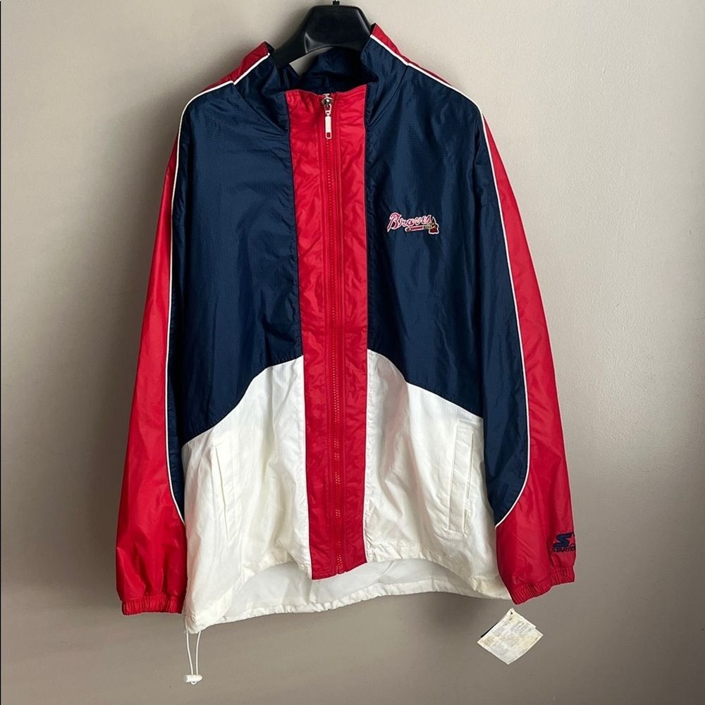 Atlanta Braves VTG Starter MLB windbreaker jacket NWT fullzip baseball size 2XL