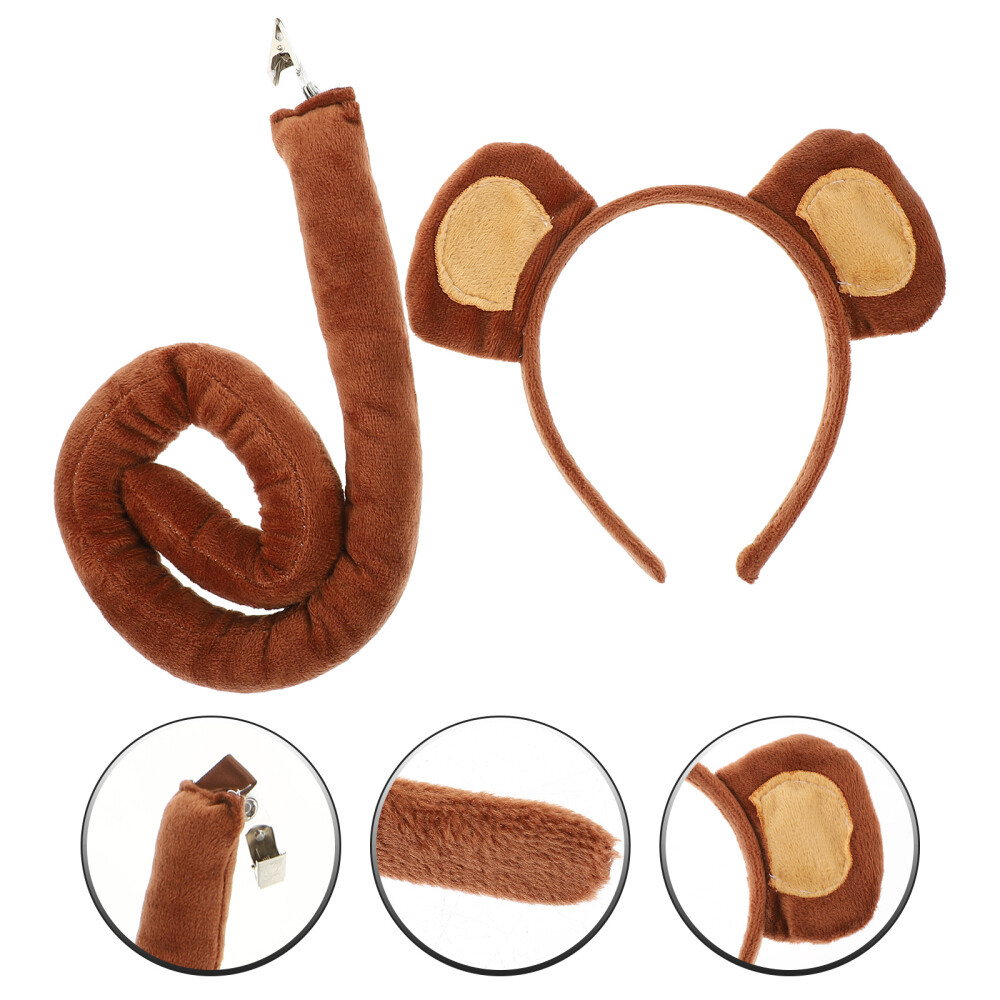 1 Set Cosplay Monkey Costume Monkey Ear Hairband Animal Tail Decorative