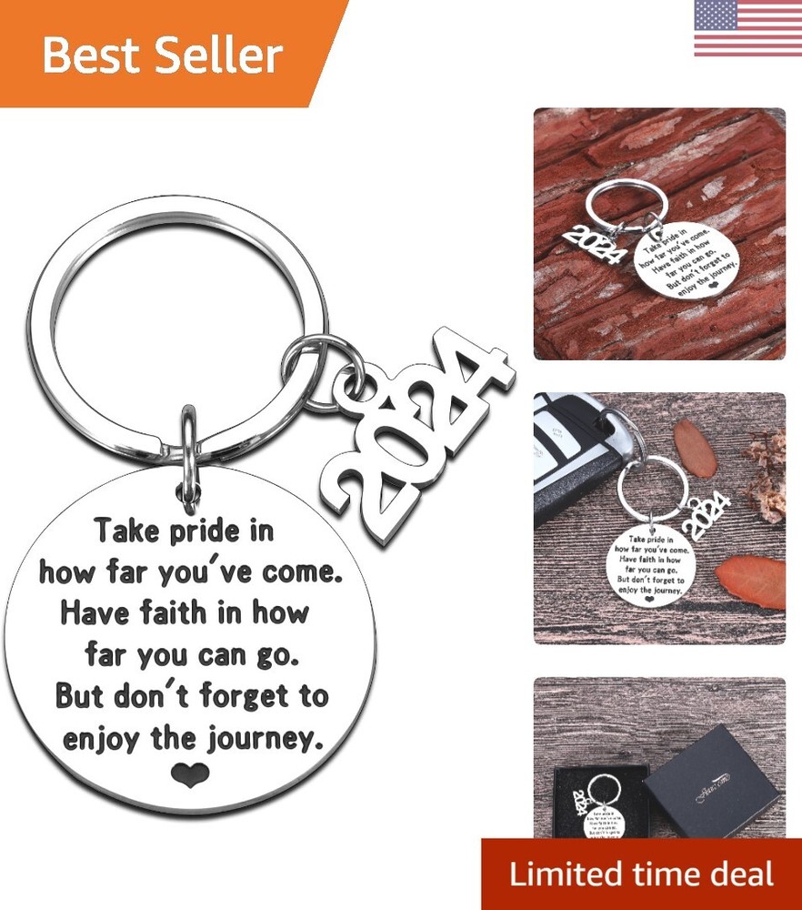 Inspirational Graduation Keychain Gift for 2024 Graduates - Stainless Steel K...