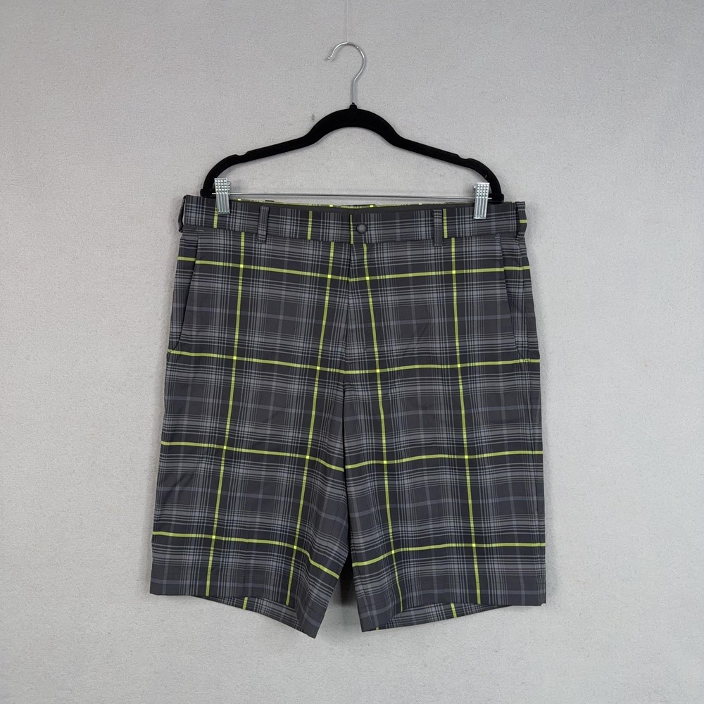 Nike Golf Shorts Mens 36 Gray Plaid Dri-FIT Performance Stretch Golf Chino