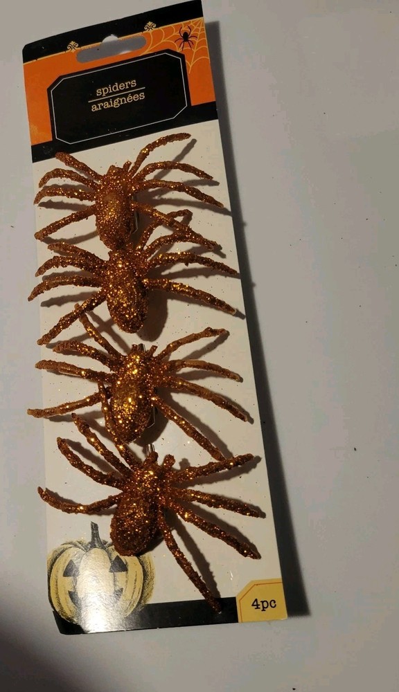 Glittery Gold Spider Clip-on Scary Tarantula Halloween Decoration