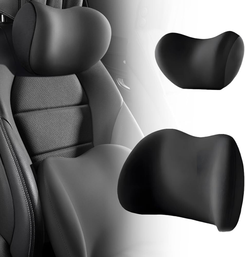 Car Headrest & Lumbar Support Cushion - Memory Foam, Ergonomic Design for Neck