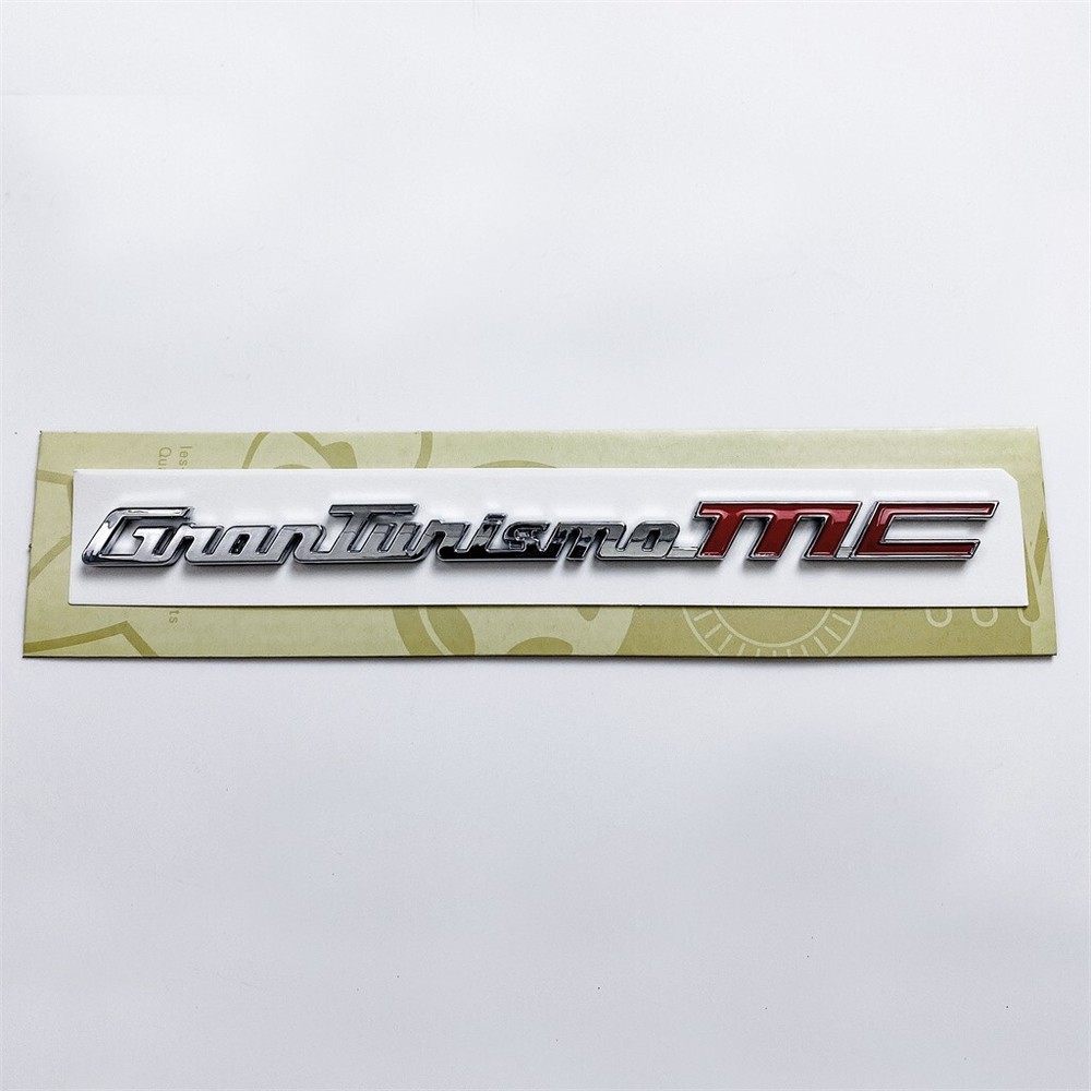 Maserati Granturismo MC Silver & Red Rear Emblem Badge