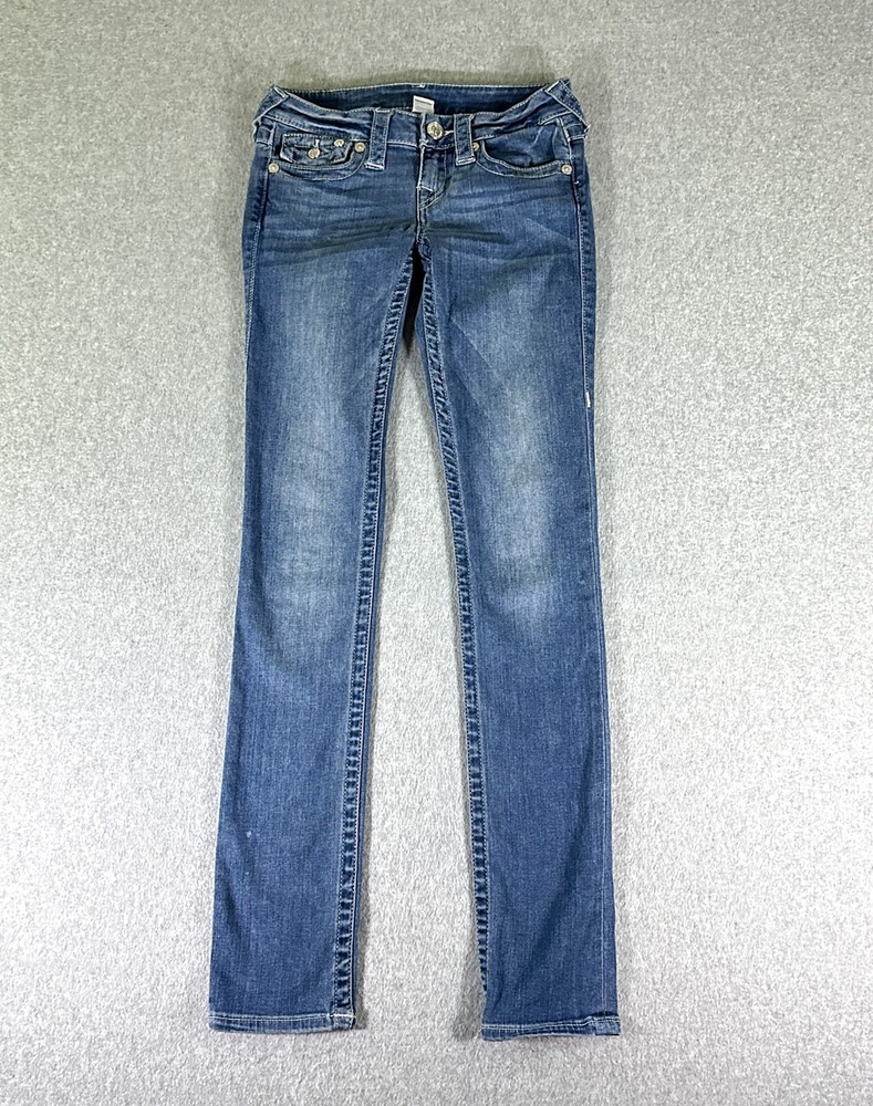 True Religion Womens Jeans Blue Tag Size 25 (26x32) Low Rise Skinny Stretch